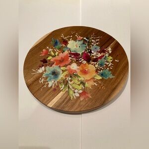 The Pioneer Woman Willow Floral Wood Turntable Server Lazy Susan 12” Home Decor